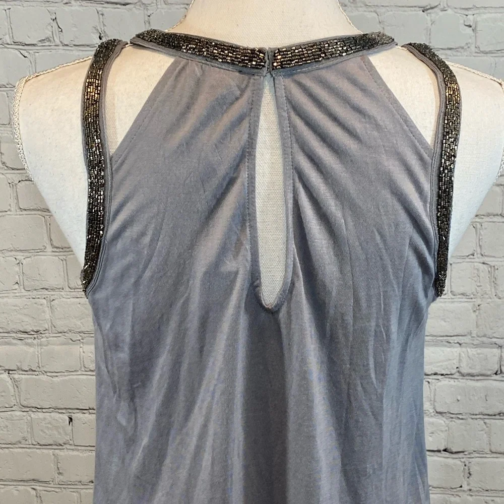 EXPRESS Tank Top Gray Beaded-Small - Picture 3 of 4